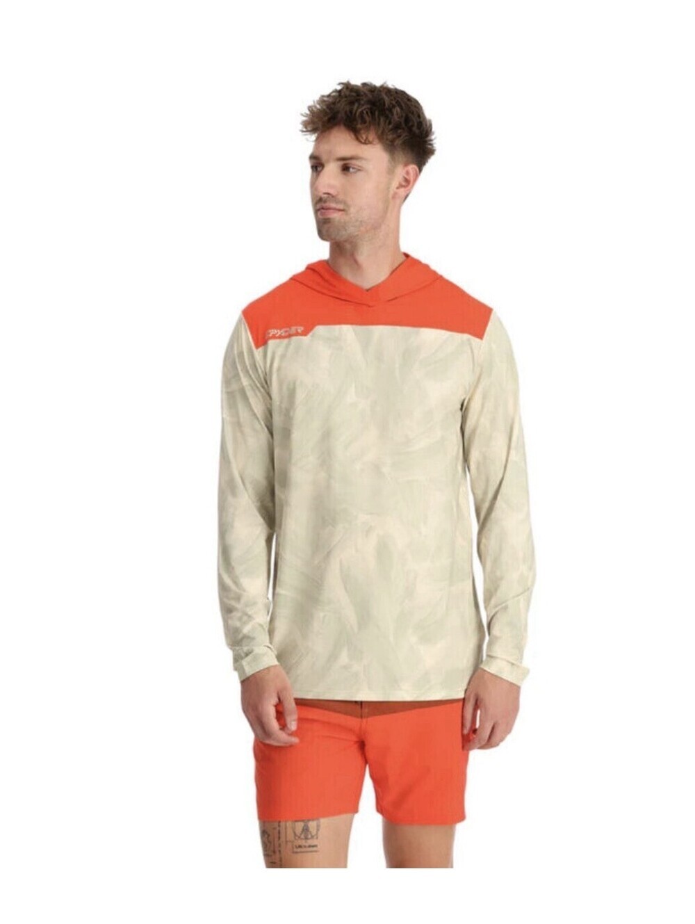 NEW Spyder Arc Hoodie Men’s Gray Hot Orange Stretch Polyester Blend Size L